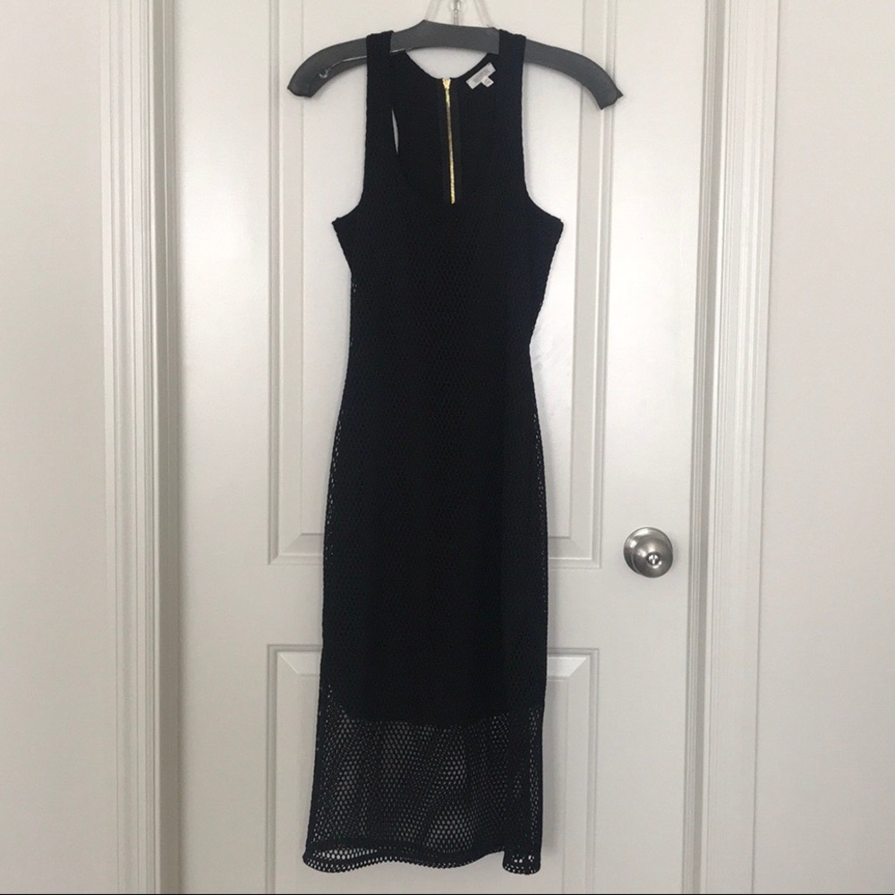 XS Weston Black Mesh Midi Dress